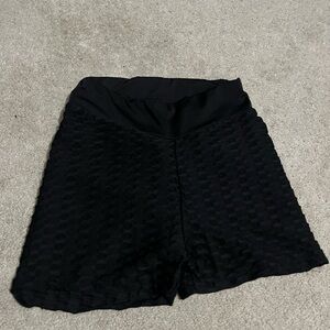 Women's Black Textured Shorts